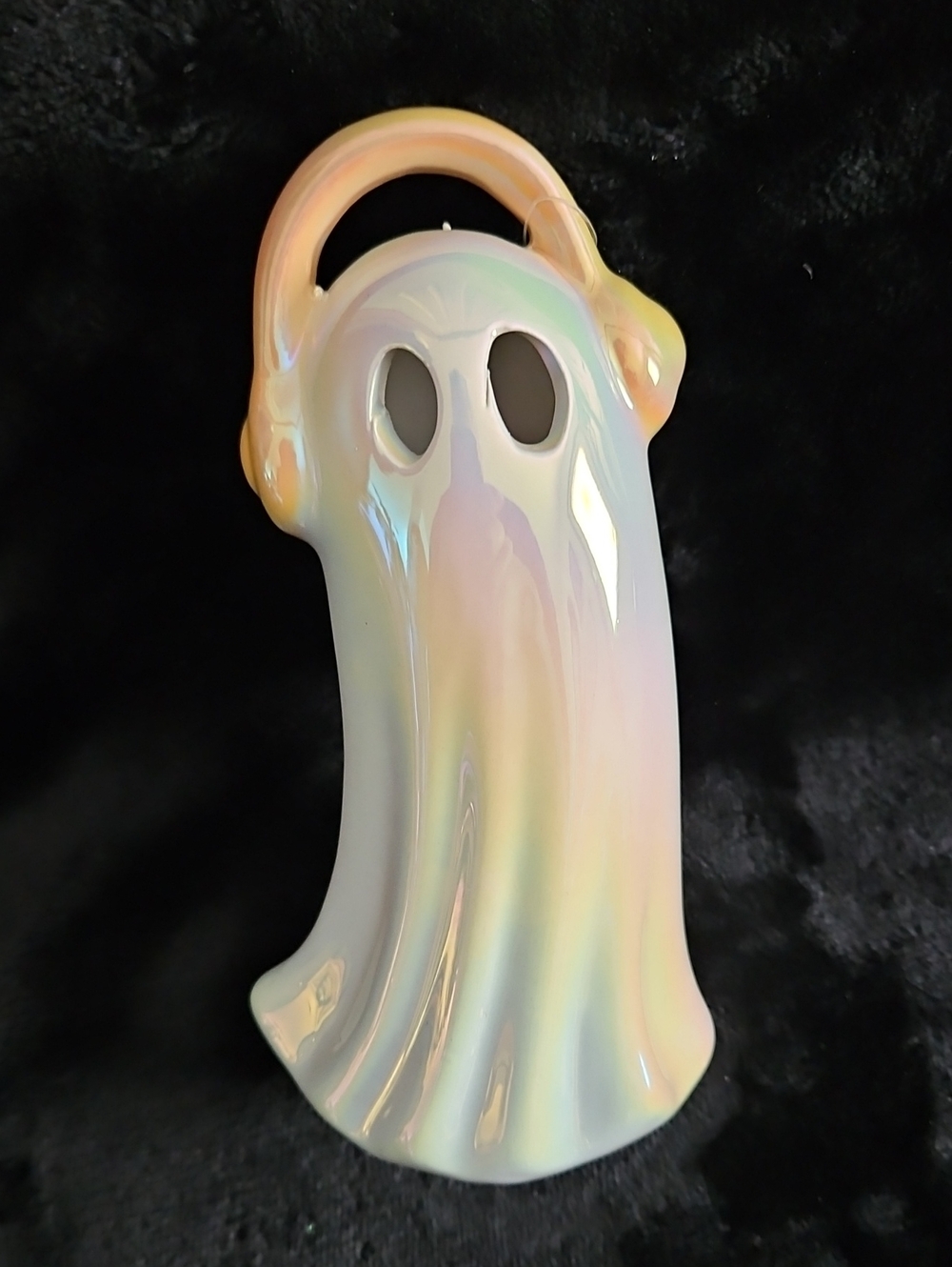 Iridescent Ceramic Ghost With Headphones Figurine